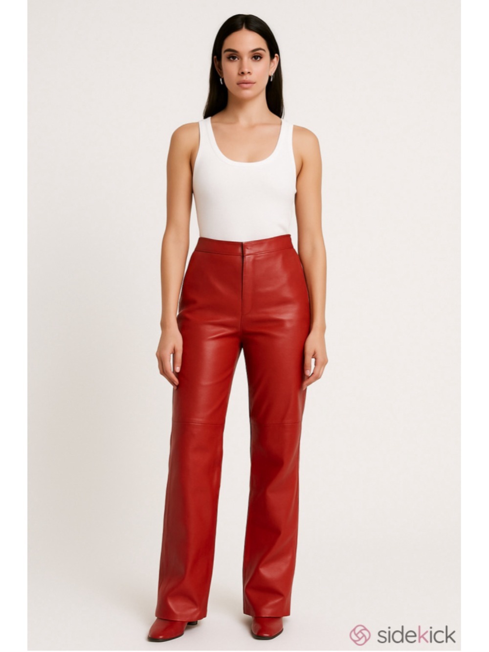 Danier Red Leather Pants Bootcut Size 8 Made in Canada